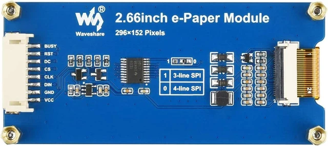 Alt view image 2 of 7 - waveshare 2.66inch E-Paper Display Module Compatible with Jetson Nano/Raspberry Pi 4B/3B+/3A+/3B/2B/1B+/1A+/Zero 2 W/Zero W/Zero 296×152 Resolution Black/White Dual-Color