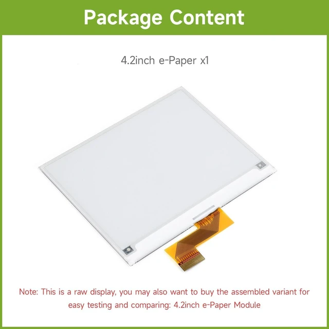 Alt view image 2 of 7 - Waveshare 4.2inch E-Paper, 400x300 Resolution Raw Display Suitable for Raspberry/Jetson Nano/Nucleo Main Control Board