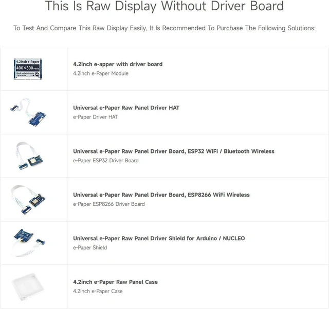 Alt view image 6 of 7 - Waveshare 4.2inch E-Paper, 400x300 Resolution Raw Display Suitable for Raspberry/Jetson Nano/Nucleo Main Control Board