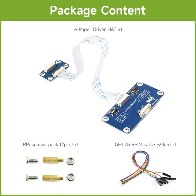 Alt view image 2 of 7 - Waveshare E-Paper Driver HAT for Raspberry/Nucleo Main Control Boards, for Waveshare SPI Interface E-Paper Raw Display