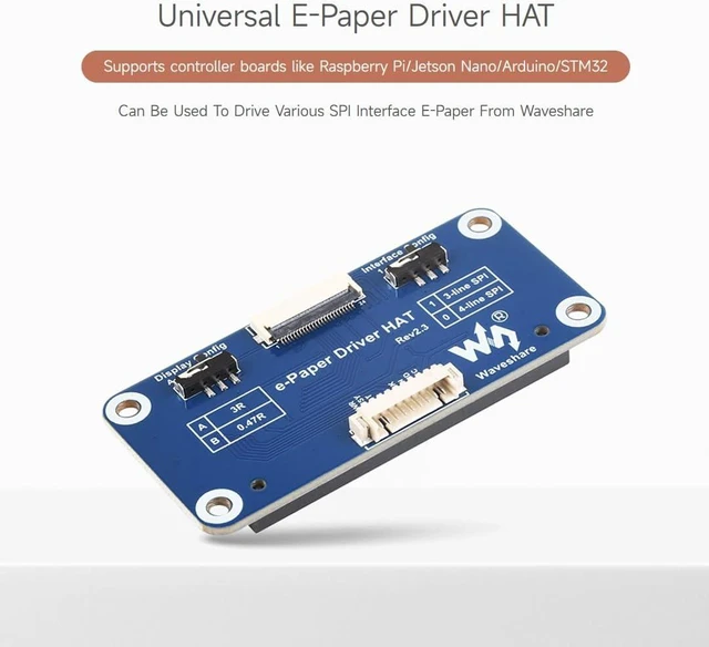 Alt view image 3 of 7 - Waveshare Universal e-Paper Raw Panel Driver Shield for Raspberry Pi/Jetson Nano/STM32 Support Various Waveshare SPI e-Paper Raw Panels