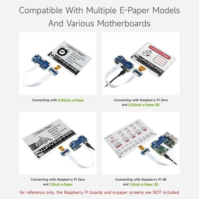 Alt view image 5 of 7 - Waveshare Universal e-Paper Raw Panel Driver Shield for Raspberry Pi/Jetson Nano/STM32 Support Various Waveshare SPI e-Paper Raw Panels
