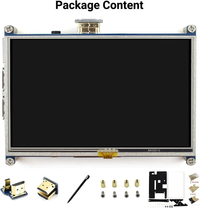 Alt view image 2 of 7 - Waveshare 5inch Resistive Touch Screen LCD with Bicolor Case 800×480 HDMI Display Compatible with Raspberry Pi 4B/3B+/3A+/3B/2B/1B+/1A+ /Zero 2 W/Zero W/Zero