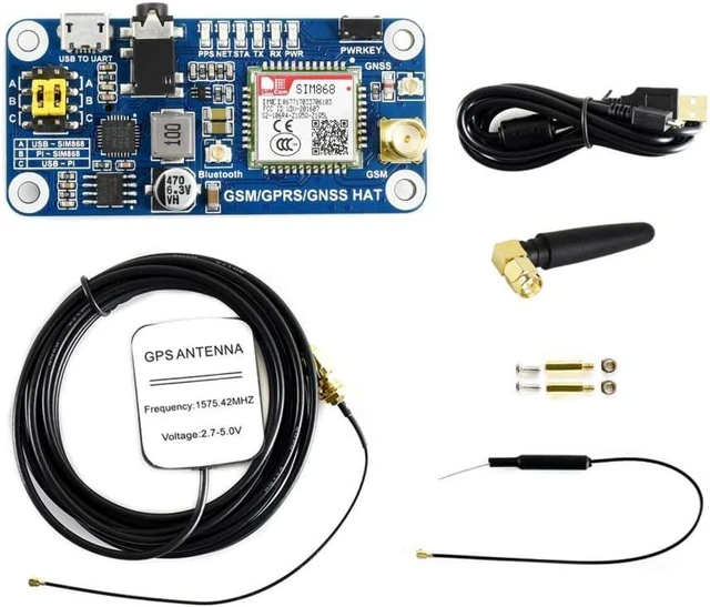 Main image of Waveshare SIM868 GSM/GPRS/GNSS HAT for Raspberry Pi for Easily Realizing Functions Like Making Calls, Sending Text Messages, Wireless Internet Access, etc