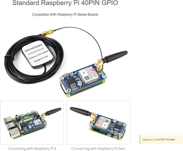 Alt view image 4 of 7 - Waveshare NB-IoT/Cat-M/Edge/GPRS Module Compatible with Raspberry Pi Series Boards Based on SIM7000E