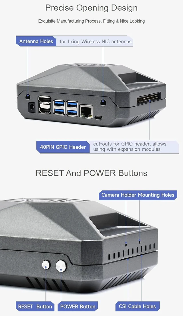 Alt view image 6 of 7 - Waveshare Aluminum Case for Jetson Nano Developer Kit with GPIO Adapter ONLY for Waveshare Jetson-Nano-DEV-KIT