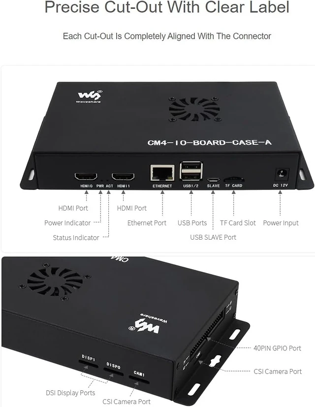 Alt view image 5 of 7 - Waveshare Metal Box Type A Compatible with Raspberry Pi Official Compute Module 4 IO Board