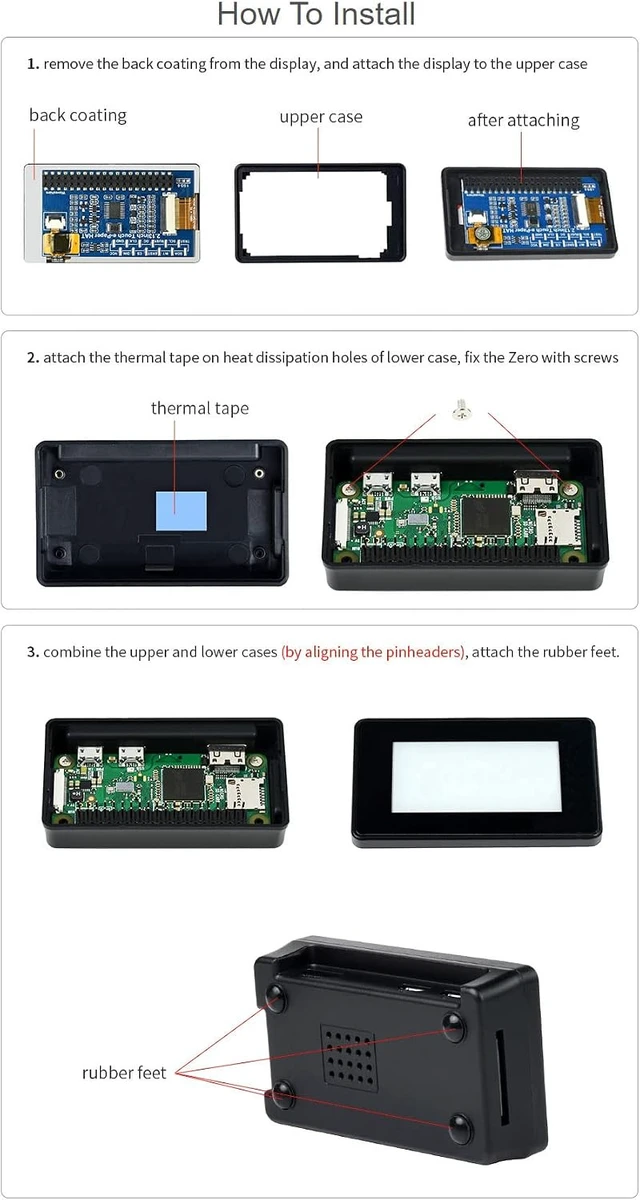 Alt view image 6 of 6 - Waveshare 2.13inch Touch e-Paper Compatible with Raspberry Pi 4B/ 3B+/ 3A+/ 3B/ 2B/ 1B+/ 1A+/ Zero 2 W/Zero W/Zero