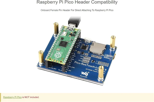 Alt view image 5 of 7 - waveshare 2.8inch Touch Display Module for Raspberry Pi Pico 262K Colors 320×240 Pixels Resistive Touch Controller XPT2046 ST7789 Driver Using SPI Bus