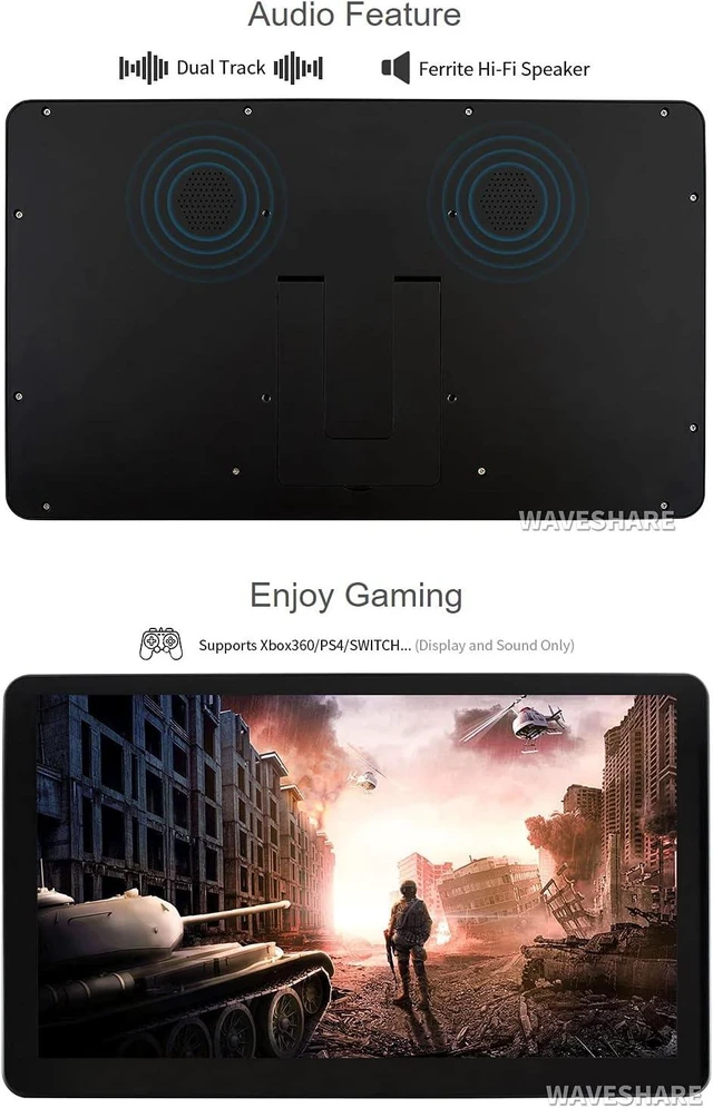 Alt view image 6 of 7 - Waveshare 15.6 inch HDMI LCD (H) (with case) IPS Display 1920x1080 Resolution Capacitive Screen with Toughened Glass Touch Panel Supports Raspberry Pi/Jetson Nano/PC/Game Consoles