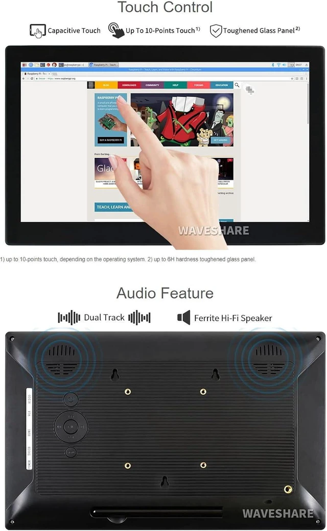 Alt view image 6 of 7 - waveshare Capacitive Touch Screen HDMI IPS LCD V1 in 13.3inch with Case Supports Raspberry Pi 4B/3B+/3B etc. Compatible with Jetson Nano/PC