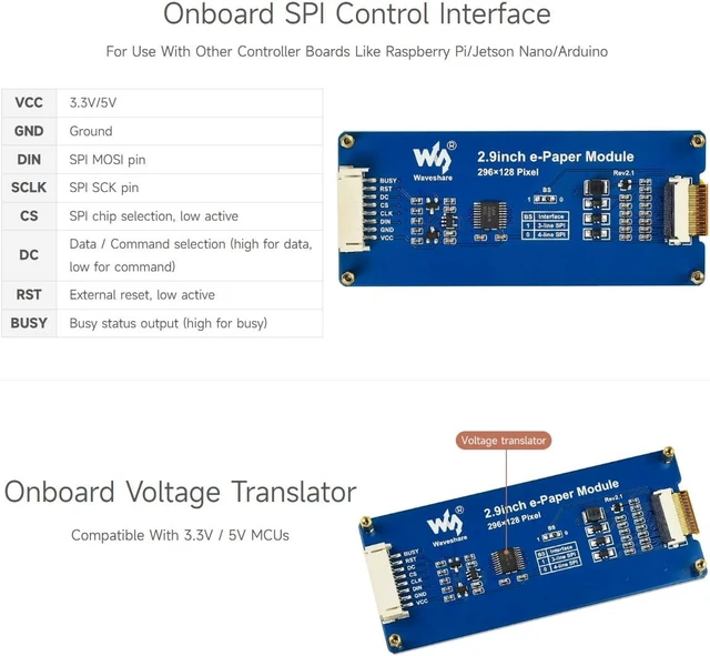 Alt view image 5 of 7 - Waveshare 2.9inch e-Paper Compatible with Jetson Nano/Raspberry Pi 4B/ 3B+/ 3A+/ 3B/ 2B/ 1B+/ 1A+/ Zero 2 W/Zero W/Zero