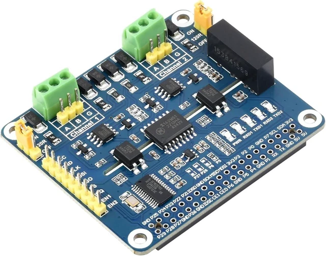 Main image of Waveshare 2-Channel RS485 HAT Isolated RS485 Expansion Board for Raspberry Pi 4B/3B+/3B etc.