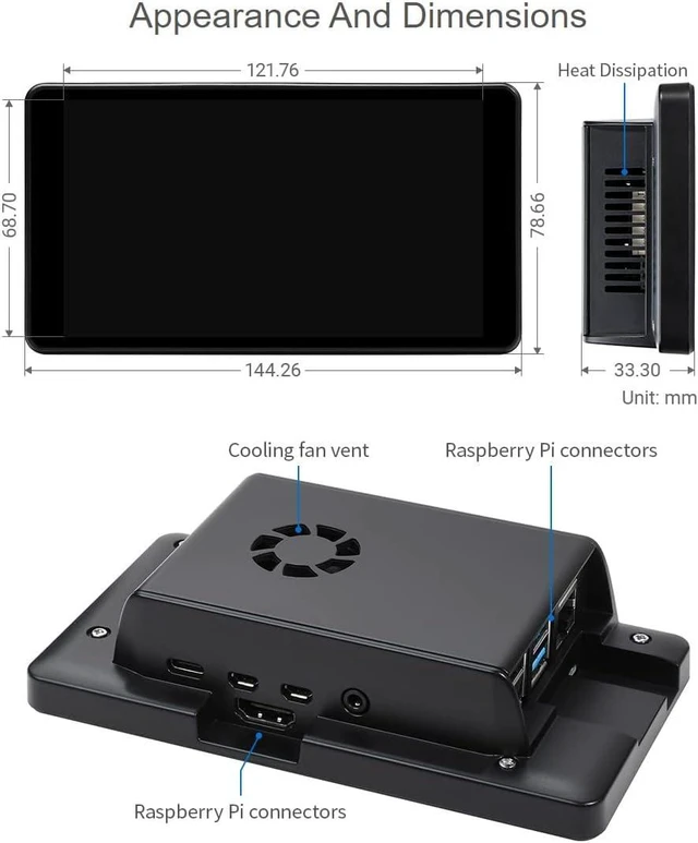 Alt view image 6 of 6 - waveshare 5.5inch Capacitive Touch AMOLED Display Compatoble with Raspberry Pi 4B Comes with Protection Case 1080×1920 Resolution HDMI Toughened Glass Panel