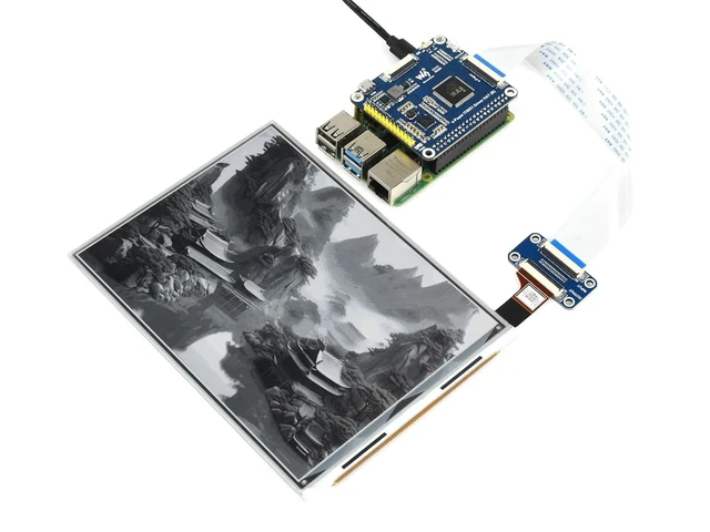 Alt view image 5 of 7 - Waveshare E-Paper Display in 7.8inch with IT8951 Driver HAT Compatible with Raspberry Pi Black/White Display Color
