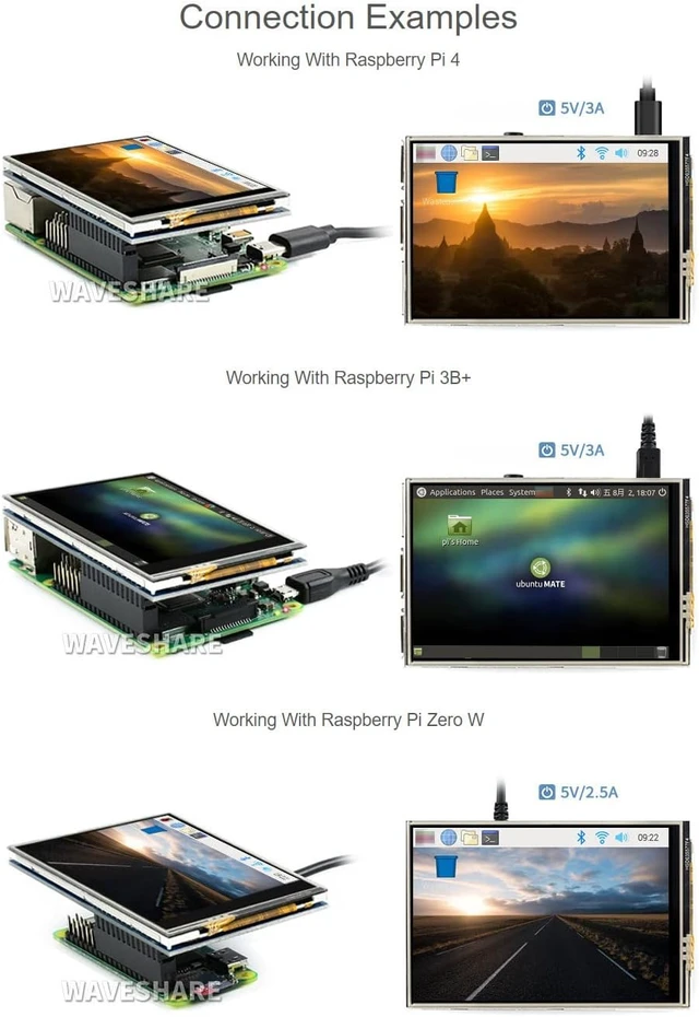 Alt view image 4 of 7 - Waveshare 3.5inch RPi LCD,480×320 Resolution Resistive Touch Display for Raspberry Pi(All Versions)