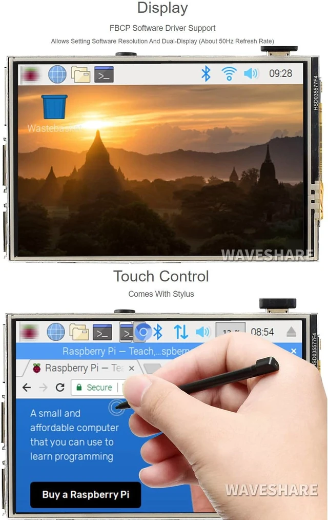 Alt view image 5 of 7 - Waveshare 3.5inch RPi LCD,480×320 Resolution Resistive Touch Display for Raspberry Pi(All Versions)