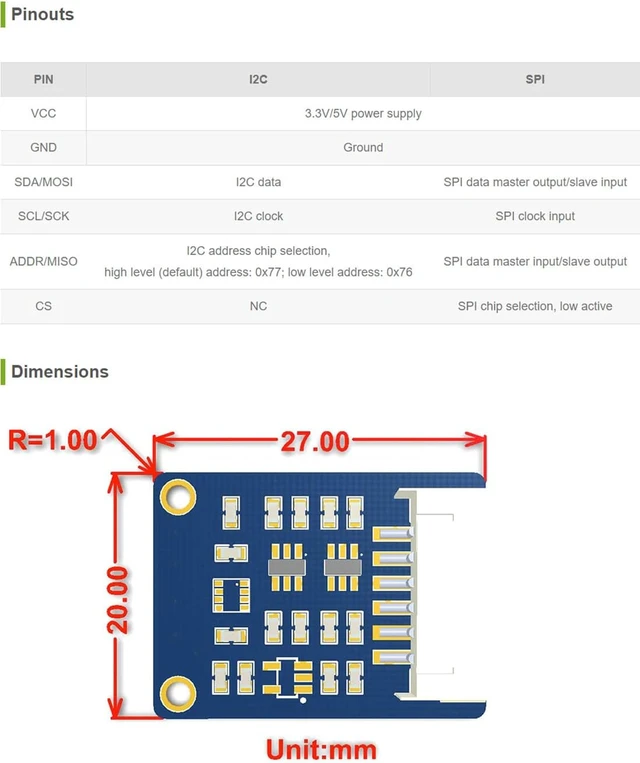 Alt view image 4 of 4 - waveshare Environmental Sensor for Environment Monitoring/Weather Forecast/Altimeter/IoT Projects, etc