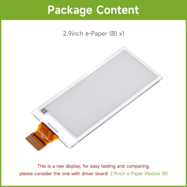 Alt view image 2 of 7 - Waveshare 2.9inch E-Paper E-Ink Raw Display Compatible with Raspberry Pi 4B/3B+/3B/2B/B+/A+/Zero/Zero W/WH/Zero 2W Series Boards 296×128 Pixels Three-Color with SPI Interface Without PCB