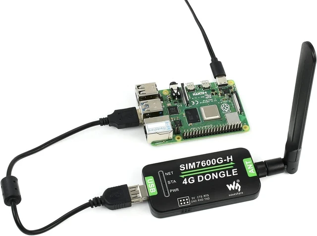 Alt view image 2 of 7 - Waveshare SIM7600G-H 4G DONGLE with Antenna Compatible with Windows/Linux