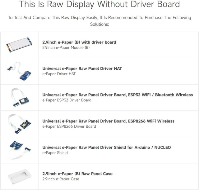 Alt view image 6 of 7 - Waveshare 2.9inch E-Paper E-Ink Raw Display Compatible with Raspberry Pi 4B/3B+/3B/2B/B+/A+/Zero/Zero W/WH/Zero 2W Series Boards 296×128 Pixels Three-Color with SPI Interface Without PCB
