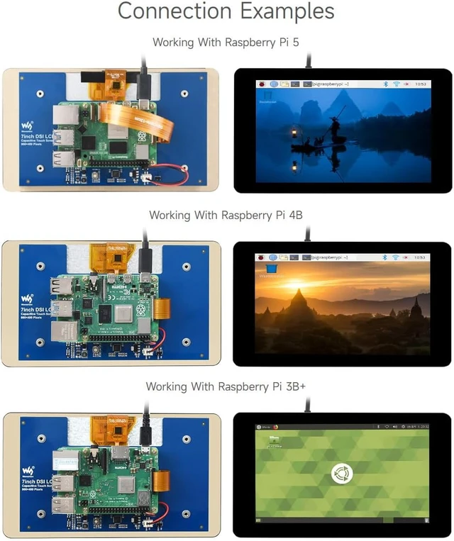 Alt view image 5 of 7 - Waveshare 7inch Capacitive Touch Display, Compatible with Raspberry Pi 5/4B/3B/Zero/Zero W/Zero 2W/Pico/Pico W/Pico WH, 800×480, DSI Interface
