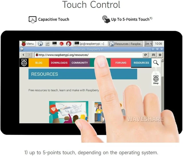 Alt view image 6 of 7 - Waveshare 7inch Capacitive Touch Display, Compatible with Raspberry Pi 5/4B/3B/Zero/Zero W/Zero 2W/Pico/Pico W/Pico WH, 800×480, DSI Interface