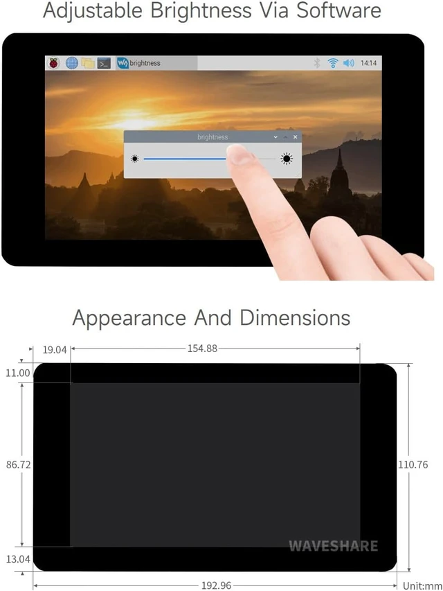Alt view image 7 of 7 - Waveshare 7inch Capacitive Touch Display, Compatible with Raspberry Pi 5/4B/3B/Zero/Zero W/Zero 2W/Pico/Pico W/Pico WH, 800×480, DSI Interface