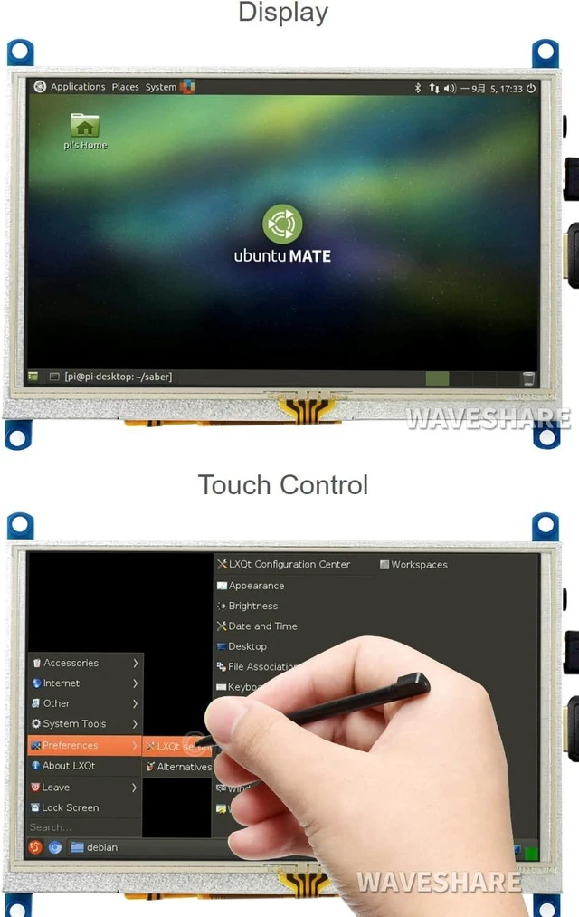 Alt view image 6 of 7 - waveshare 5inch Resistive Touch Screen LCD (G) Compatible with Raspberry Pi 5/4B/3B/Zero/Zero W/Zero 2W/Pico/Pico W/Pico WH PC 800×480 HDMI Display