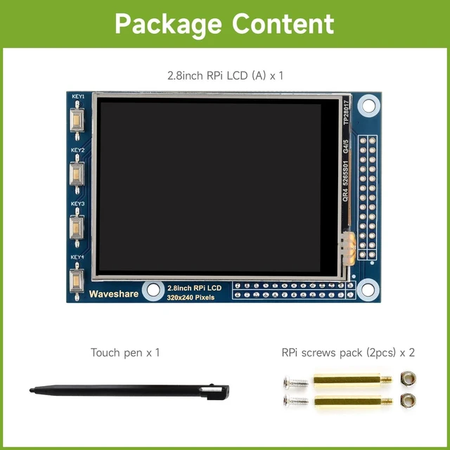 Alt view image 2 of 7 - Waveshare 2.8inch Resistive Touch Screen TFT LCD, Compatible with Raspberry Pi 5/4B/3B/Zero/Zero W/Zero 2W/Pico/Pico W/Pico WH, 320x240 Resolution