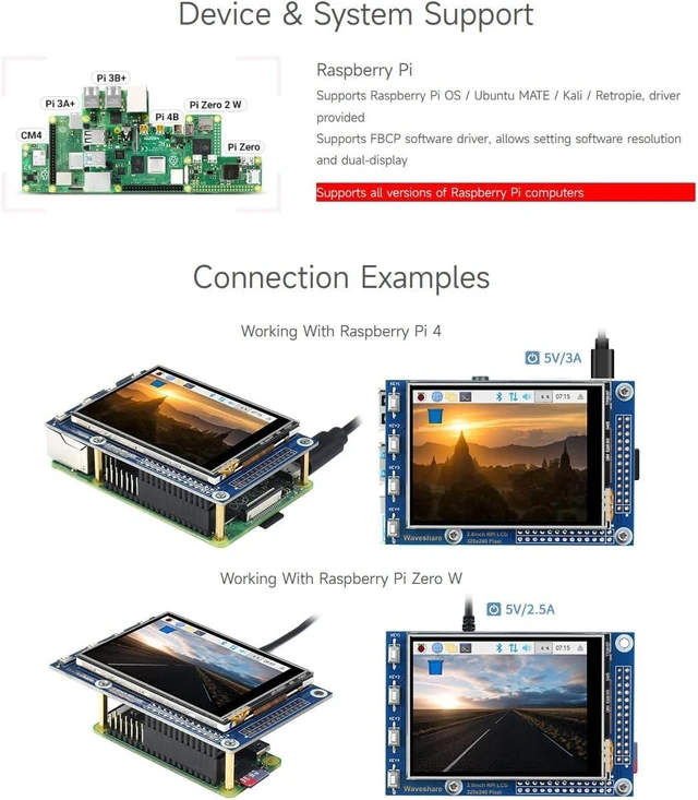 Alt view image 4 of 7 - Waveshare 2.8inch Resistive Touch Screen TFT LCD, Compatible with Raspberry Pi 5/4B/3B/Zero/Zero W/Zero 2W/Pico/Pico W/Pico WH, 320x240 Resolution
