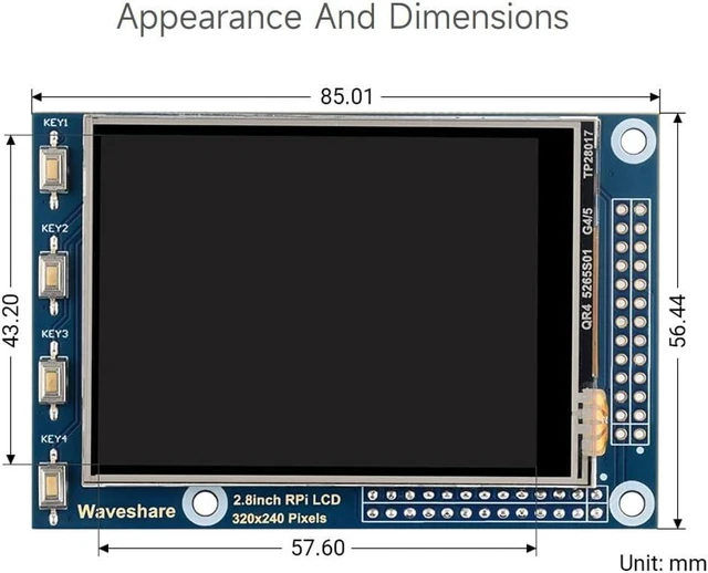 Alt view image 7 of 7 - Waveshare 2.8inch Resistive Touch Screen TFT LCD, Compatible with Raspberry Pi 5/4B/3B/Zero/Zero W/Zero 2W/Pico/Pico W/Pico WH, 320x240 Resolution