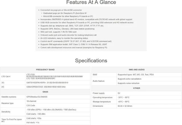 Alt view image 4 of 7 - Waveshare 4G HAT Based on SIM7600G-H Compatible with Raspberry Pi and PC Global Band Enabling LTE Cat-4 4G/ 3G/ 2G Communication and GNSS Positioning
