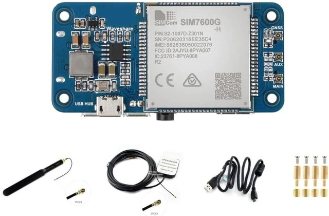 Main image of Waveshare 4G HAT Based on SIM7600G-H Compatible with Raspberry Pi and PC Global Band Enabling LTE Cat-4 4G/ 3G/ 2G Communication and GNSS Positioning
