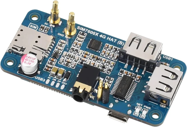 Alt view image 2 of 7 - Waveshare 4G HAT Based on SIM7600G-H Compatible with Raspberry Pi and PC Global Band Enabling LTE Cat-4 4G/ 3G/ 2G Communication and GNSS Positioning