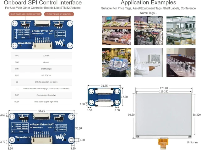 Alt view image 5 of 7 - waveshare 5.83inch E-Paper Display Compatible with Jetson Nano/Raspberry Pi 4B/ 3B+/ 3A+/ 3B/ 2B/ 1B+/ 1A+/ Zero 2 W/Zero W/Zero Black and White Dual-Color