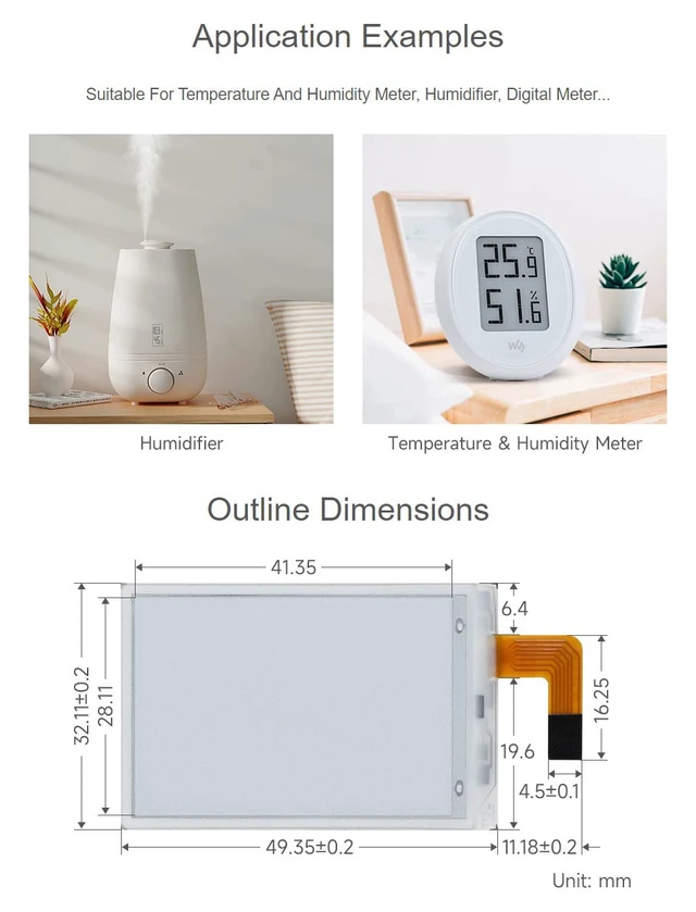 Alt view image 5 of 5 - Waveshare 1.9inch Segment E-Paper Raw Display Support Partial Refresh Ideal for Temperature and Humidity Meter Humidifier Digital Meter