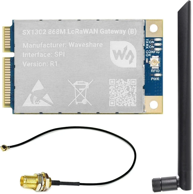 Main image of Waveshare SX1302 868M LoRaWAN Gateway Module, Compatible with Raspberry Pi 5/4B/3B/Zero/Zero W/Zero 2W/Pico/Pico W/Pico WH, Mini-PCIe Socket Long Range Transmission Large Capacity Multi-Band Support