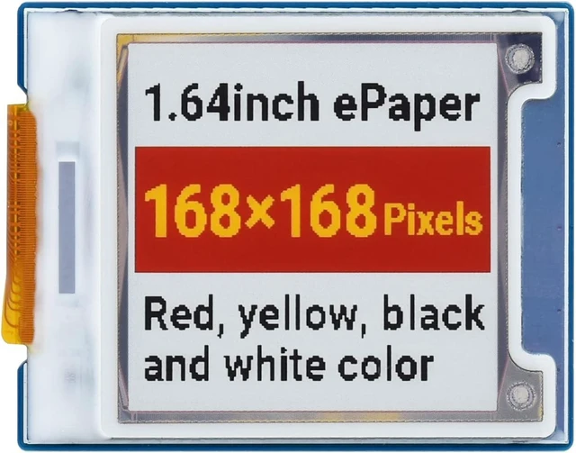 Main image of waveshare 1.64inch Square E-Paper Module Compatible with Raspberry Pi 4B/3B+/3B/2B/B+/A+/Zero/Zero W/WH/Zero 2W 168 × 168 Resolution Red/Yellow/Black/White Supports Jetson Nano