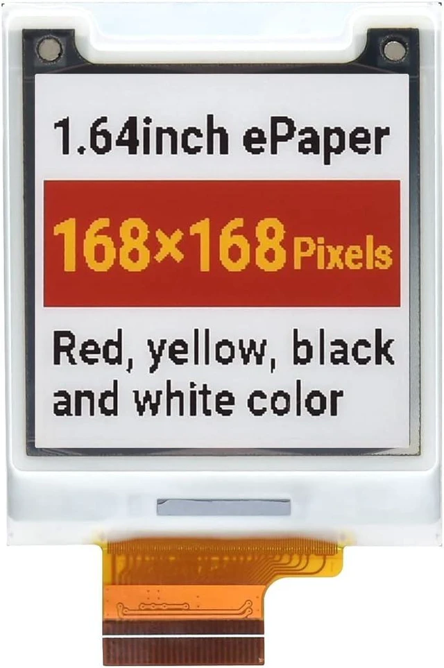 Main image of Waveshare 1.64inch Square E-Paper Raw Display 168 × 168 Red/Yellow/Black/White Does Not Support Partial Refresh Without Driver Board