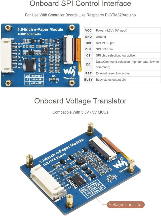 Alt view image 5 of 7 - waveshare 1.64inch Square E-Paper Module Compatible with Raspberry Pi 4B/3B+/3B/2B/B+/A+/Zero/Zero W/WH/Zero 2W 168 × 168 Resolution Red/Yellow/Black/White Supports Jetson Nano