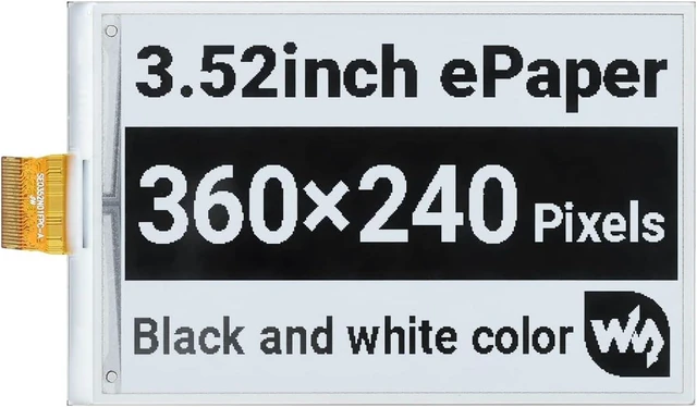 Main image of Waveshare 3.52inch E-Paper Raw Display 360 × 240 Resolution SPI Interface Black/White Dual Colors Does Not Support Partial Refresh Without Driver Board