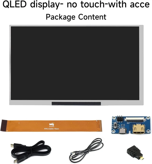 Alt view image 2 of 7 - waveshare 7inch QLED Integrated Display Compatible with Raspberry Pi 5/4B/3B+/3B/2B/B+/A+/Zero/Zero W/WH/Zero 2W Supports Jetson Nano and Windows PC 1024 × 600 Resolution No Touch with Accessories
