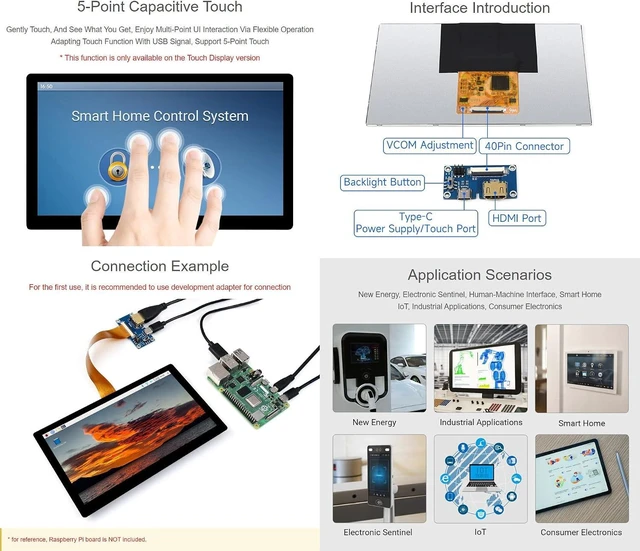 Alt view image 7 of 7 - waveshare 7inch IPS Integrated Display Compatible with Raspberry Pi 5/4B/3B+/3B/2B/B+/A+/Zero/Zero W/WH/Zero 2W Supports Jetson Nano and Windows PC 1024 × 600 Resolution No Touch Without Accessories