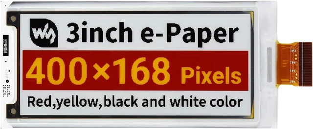 Main image of Waveshare 3inch E-Paper (G) Raw Display Compatible with Raspberry Pi 4B/3B+/3B/2B/B+/A+/Zero/Zero W/WH/Zero 2W 400×168 Resolution SPI Interface Supports Jetson Nano