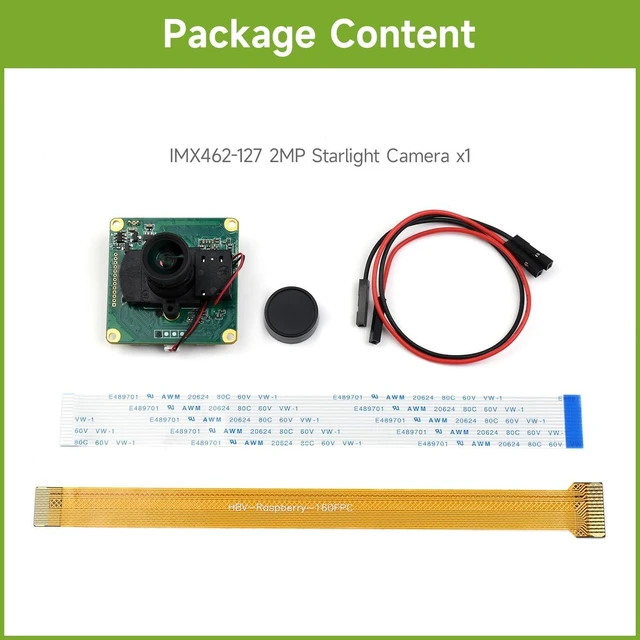 Alt view image 2 of 7 - Waveshare IMX462-127 IR-Cut Starlight Camera Sensor Compatible with Raspberry Pi4B/3B+/3A+/Zero/Zero 2 W/CM3/3+/4 Onboard ISP Fixed-Focus 2MP Supports Jetson Nano 1920×1080 PIXELS-127.9°Field of View