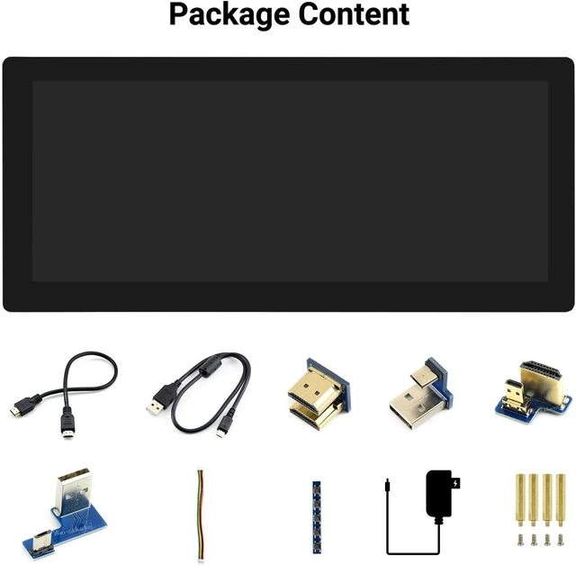Alt view image 2 of 7 - Waveshare 12.3inch Capacitive Touch Screen LCD Compatible with Raspberry Pi 5/4B/3B+/3B/2B/B+/A+/Zero/Zero W/WH/Zero 2W Series Boards 600 Cd/M²1920×720 HDMI IPS Toughened Glass Panel