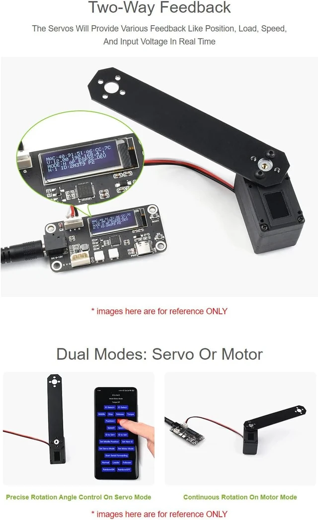 Alt view image 6 of 7 - Waveshare 30KG Serial Bus Servo High Precision and Torque with Programmable 360 Degrees Magnetic Encoder Two-Way Feedback Servo/Motor Mode Switchable
