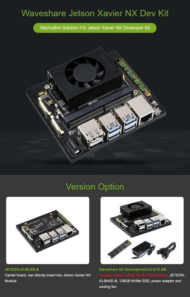 Alt view image 3 of 7 - Waveshare NX Development Board Based On Jetson Xavier NX Alternative Solution for Jetson Xavier NX Developer Kit Includes Jetson Xavier NX 8GB Module 128GB NVMe