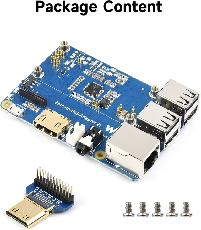 Alt view image 2 of 7 - Waveshare Zero 2W to 3B Adapter Alternative Solution for Raspberry Pi 3 Model B/B+